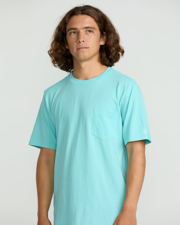 Men's Solid Short Sleeve Shirt Pocket Tee-Poolside-Volcom