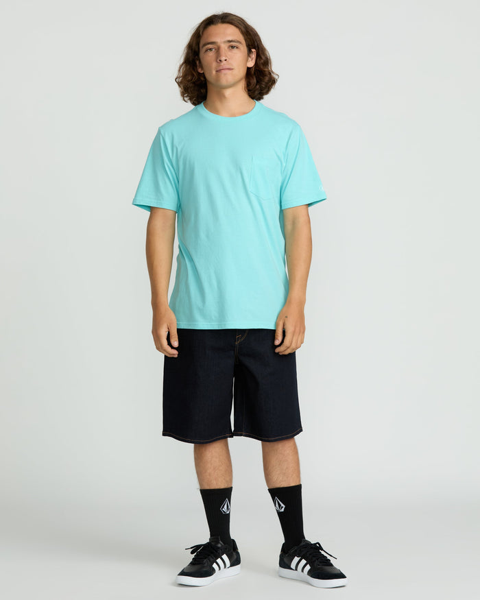 Men's Solid Short Sleeve Shirt Pocket Tee-Poolside-Volcom