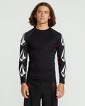 Men's Surf Vitals J Robinson Tght Long Sleeve Rashguard-Black/Red-Volcom