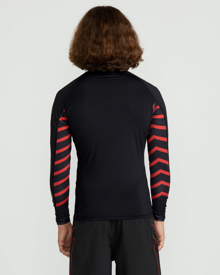 Men's Surf Vitals J Robinson Tght Long Sleeve Rashguard-Black/Red-Volcom