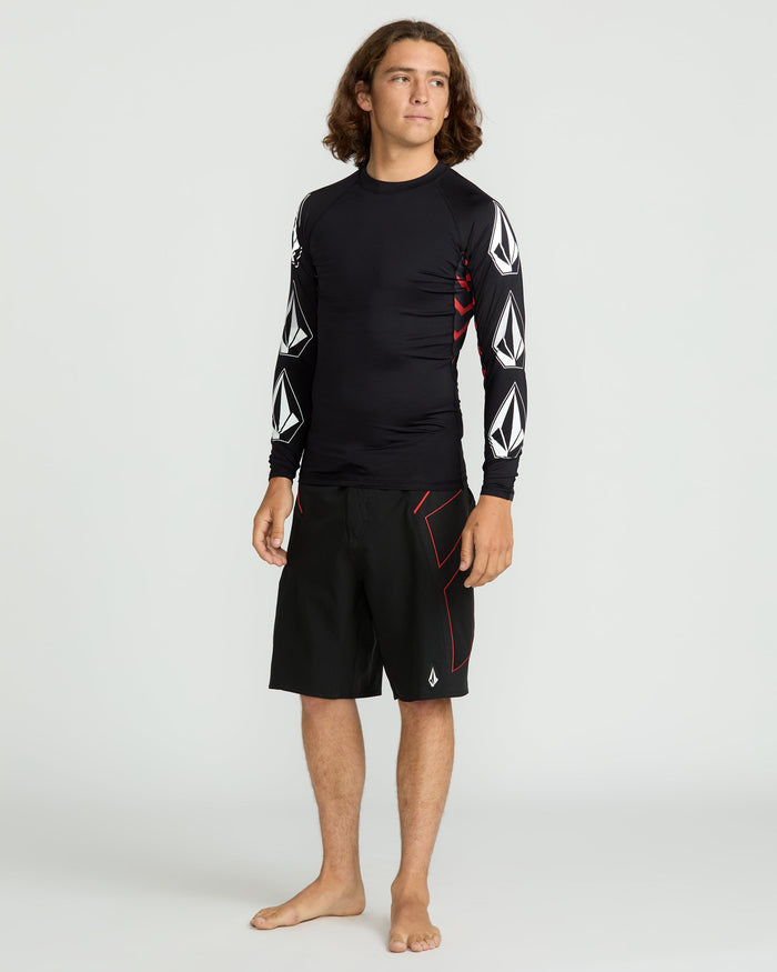 Men's Surf Vitals J Robinson Tght Long Sleeve Rashguard-Black/Red-Volcom