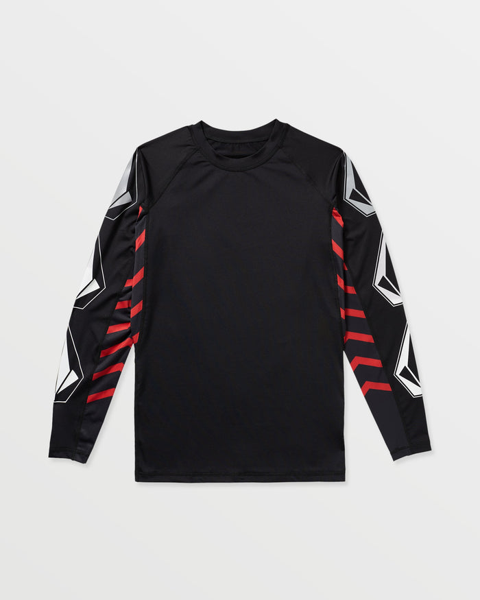 Men's Surf Vitals J Robinson Tght Long Sleeve Rashguard-Black/Red-Volcom