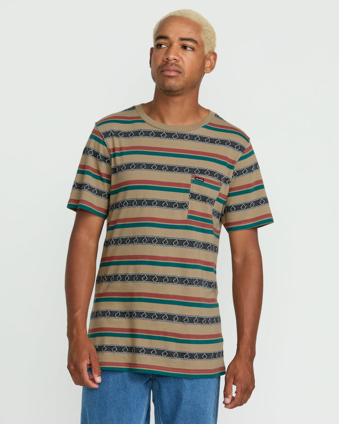 Men's Taction Crew Short Sleeve Tee-Khaki-Volcom