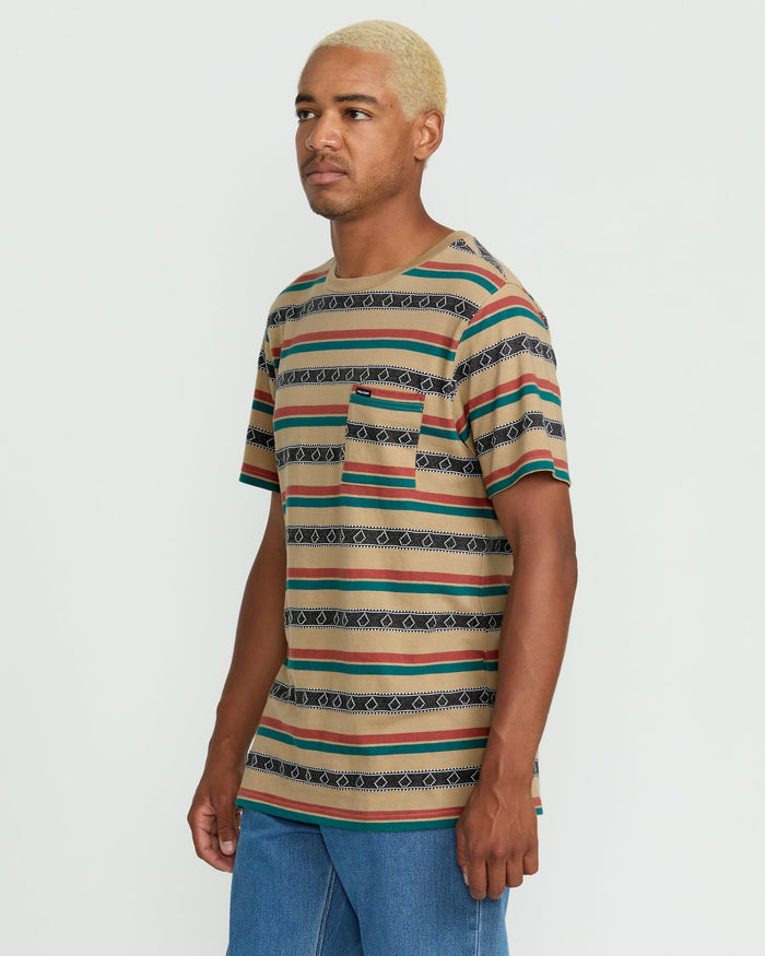 Men's Taction Crew Short Sleeve Tee-Khaki-Volcom