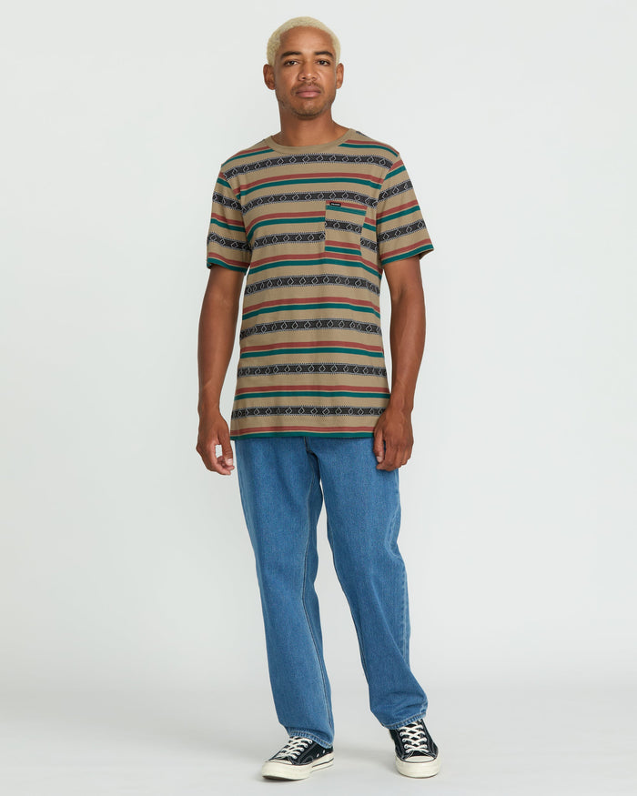 Men's Taction Crew Short Sleeve Tee-Khaki-Volcom