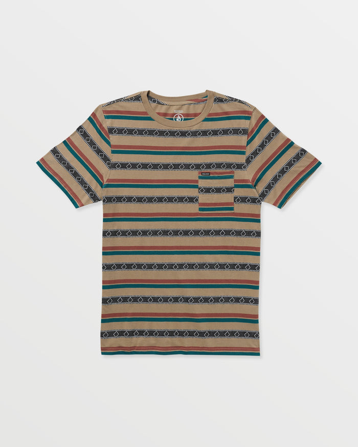Men's Taction Crew Short Sleeve Tee-Khaki-Volcom