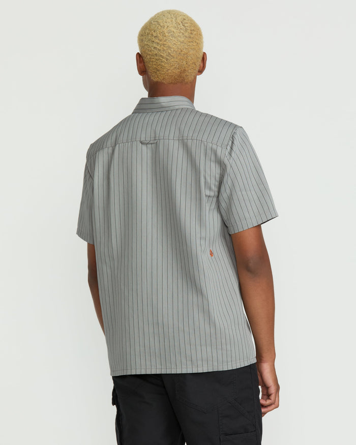 Men's Trade Stone Short Sleeve Shirt-Tower Grey-Volcom