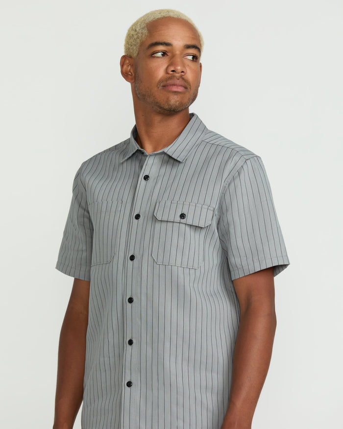 Men's Trade Stone Short Sleeve Shirt-Tower Grey-Volcom