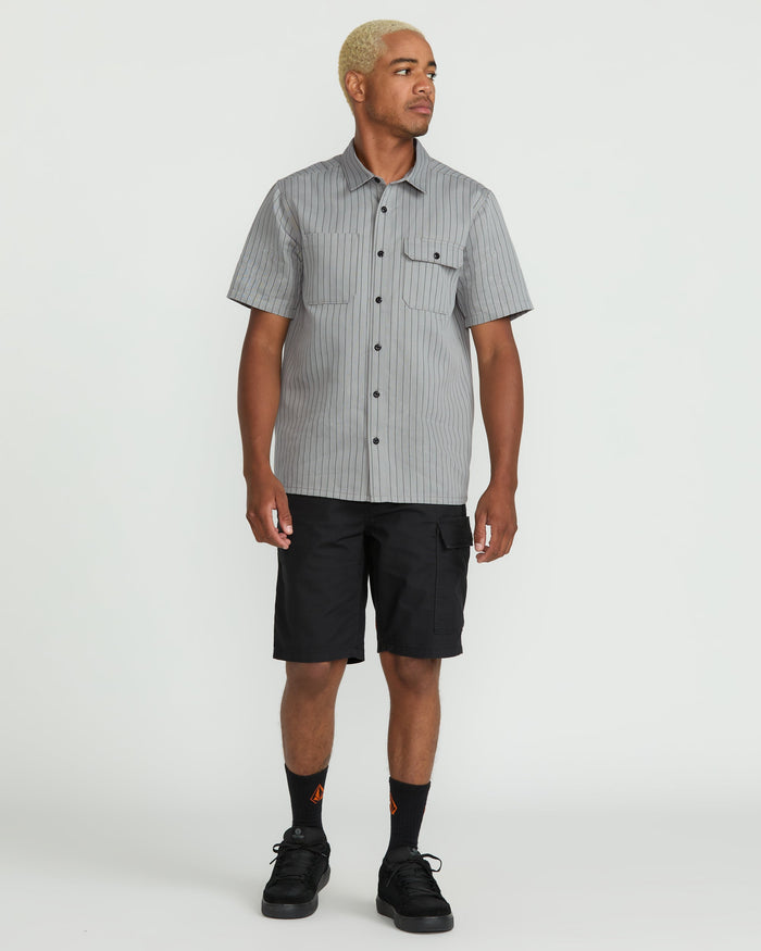 Men's Trade Stone Short Sleeve Shirt-Tower Grey-Volcom