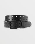 Men's Two Spike Leather Belt-Black-Volcom