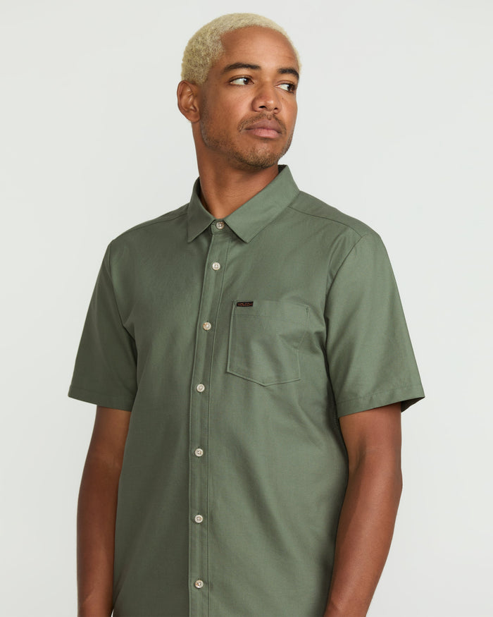 Men's Veeco Oxford Short Sleeve Shirt-Light Olive-Volcom