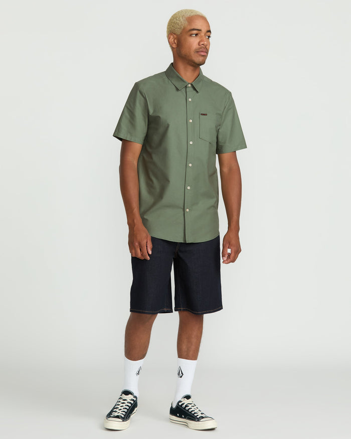 Men's Veeco Oxford Short Sleeve Shirt-Light Olive-Volcom