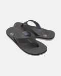A pair of black Men's Victor Sandals by Volcom with textured soles, sturdy fabric straps, and Recliner Comfort Foam for support. These water-friendly sandals are shown on a plain white background.