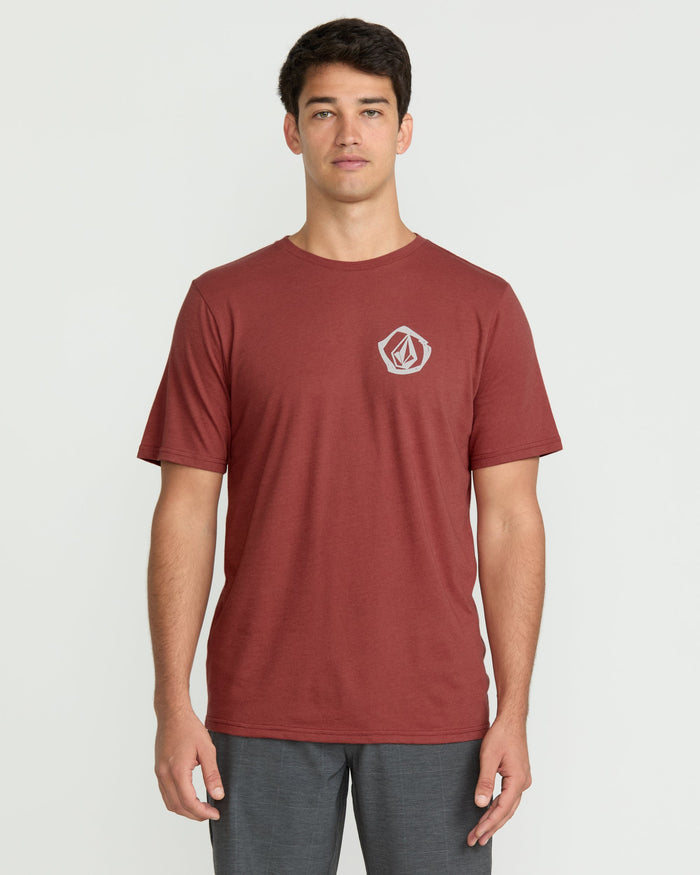 Men's Wavvy Short Sleeve Tee-Mahogany Heather-Volcom