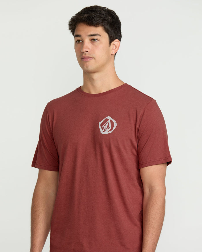Men's Wavvy Short Sleeve Tee-Mahogany Heather-Volcom
