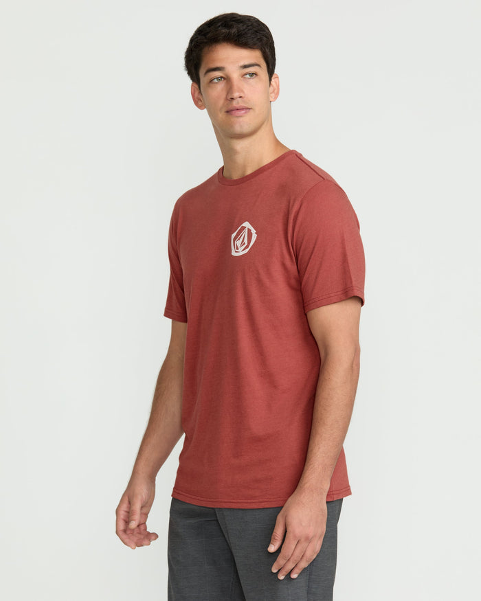Men's Wavvy Short Sleeve Tee-Mahogany Heather-Volcom