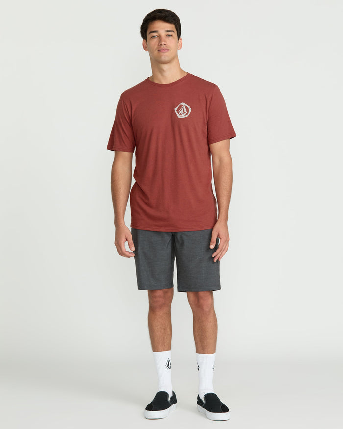 Men's Wavvy Short Sleeve Tee-Mahogany Heather-Volcom