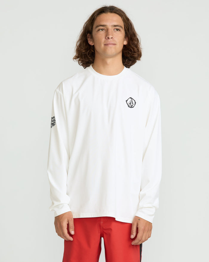 Men's Wavvyyy Surf Long Sleeve Rashguard-White-Volcom