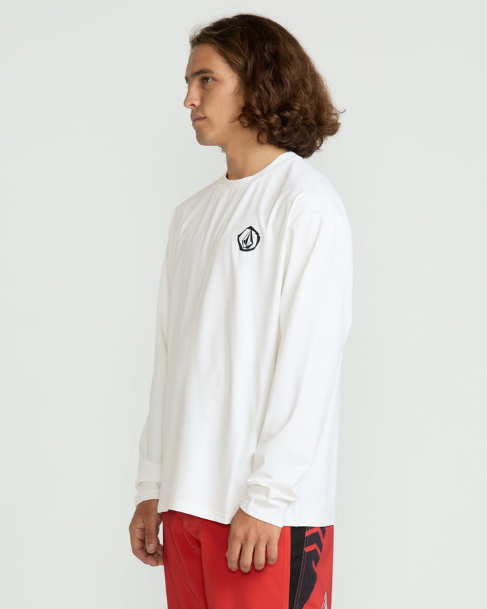 Men's Wavvyyy Surf Long Sleeve Rashguard-White-Volcom