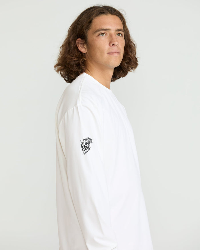 Men's Wavvyyy Surf Long Sleeve Rashguard-White-Volcom