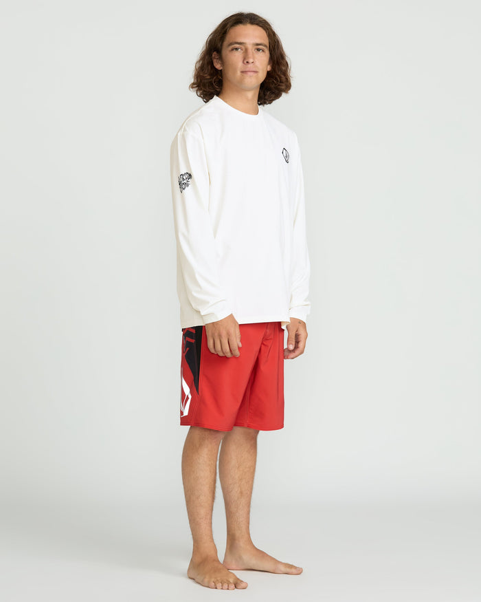 Men's Wavvyyy Surf Long Sleeve Rashguard-White-Volcom
