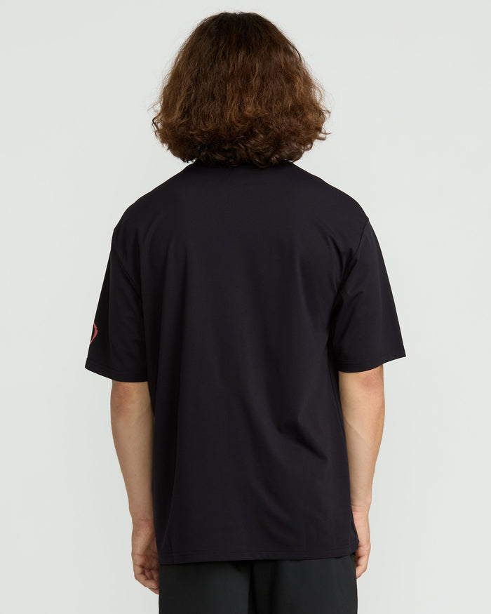 Men's Wavvyyy Surf Short Sleeve Rashguard-Black-Volcom
