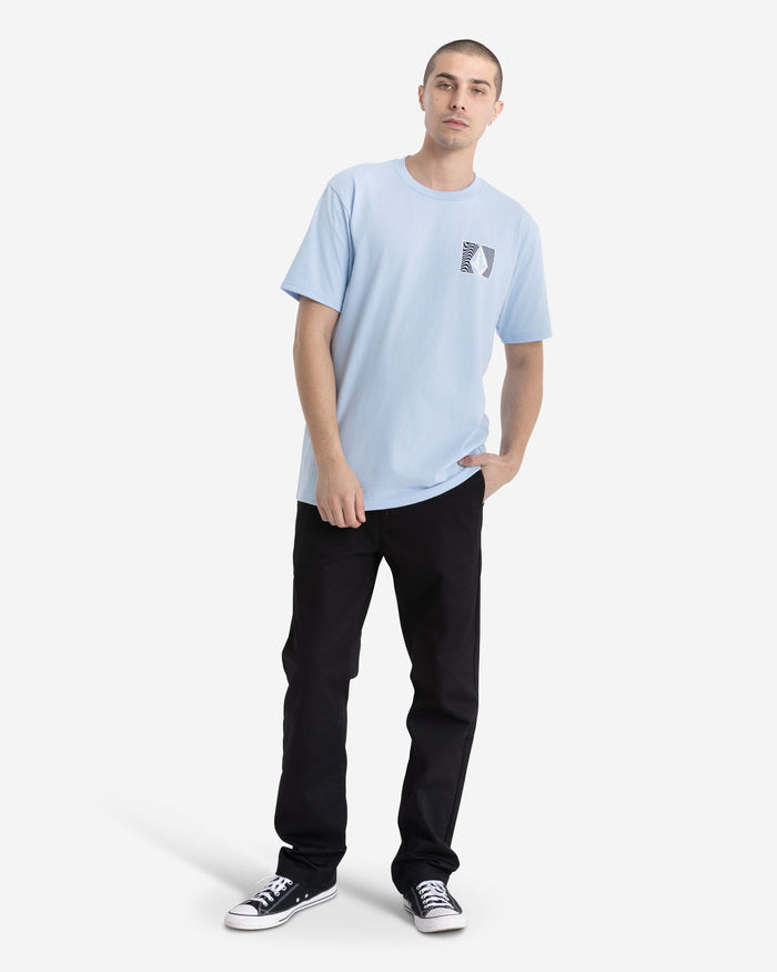 Volcom Men's Wavy Train Short Sleeve Tee Pastel Blue