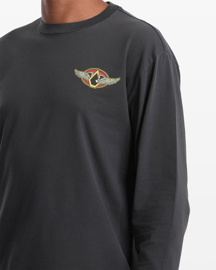 Men's Wing It Long Sleeve Tee-Antique Black-Volcom