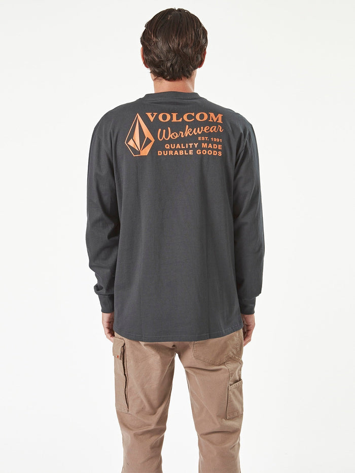 Men's Volcom Workwear Long Sleeve Shirt-Black-Volcom