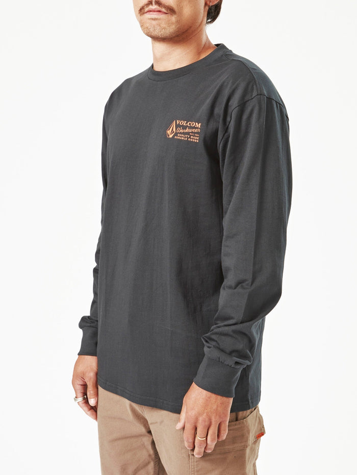 Men's Volcom Workwear Long Sleeve Shirt-Black-Volcom