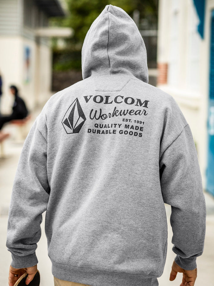 Men's Volcom Workwear Pullover Hoodie-Heather Grey-Volcom