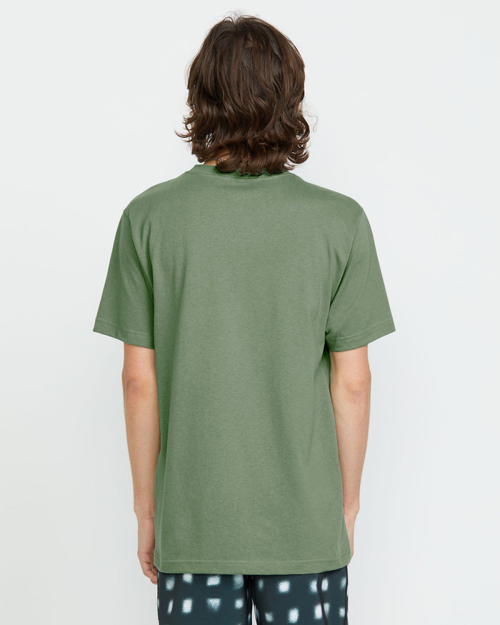 Men's Woven Label Pocket Tee-Light Olive-Volcom