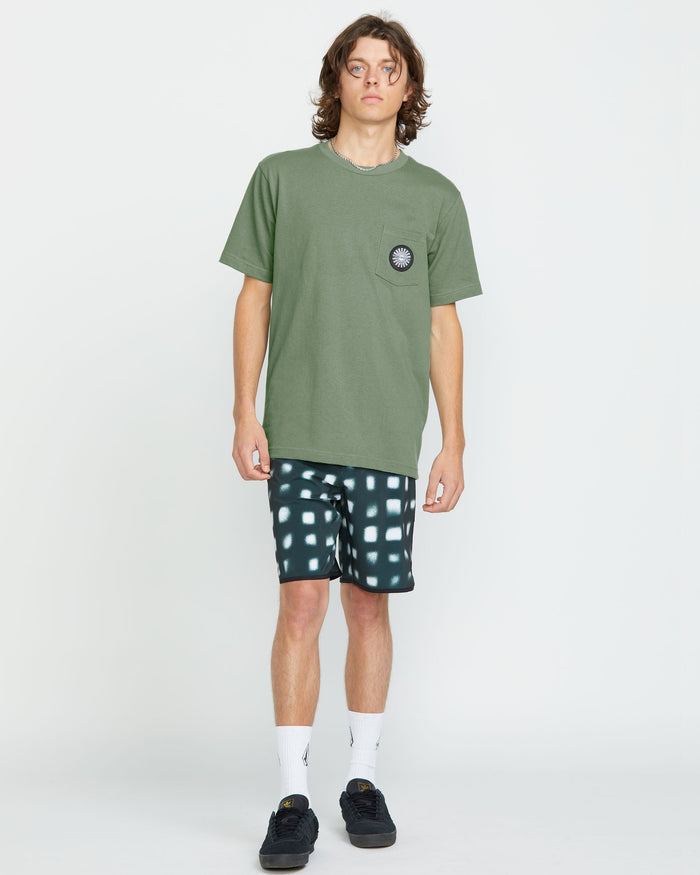 Men's Woven Label Pocket Tee-Light Olive-Volcom