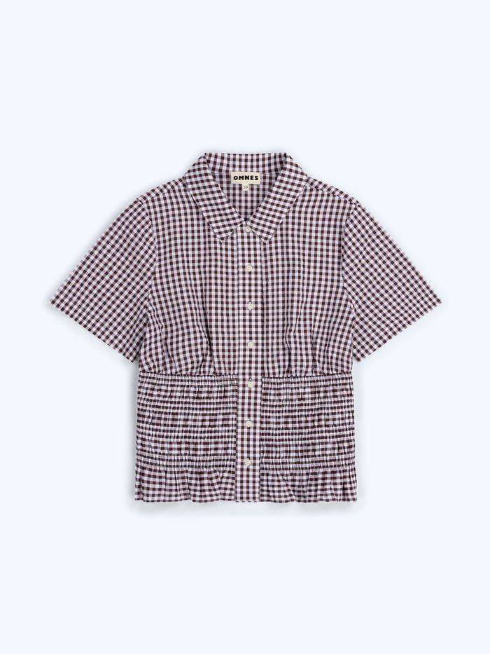 Merida Blouse in Chocolate/Cream Gingham