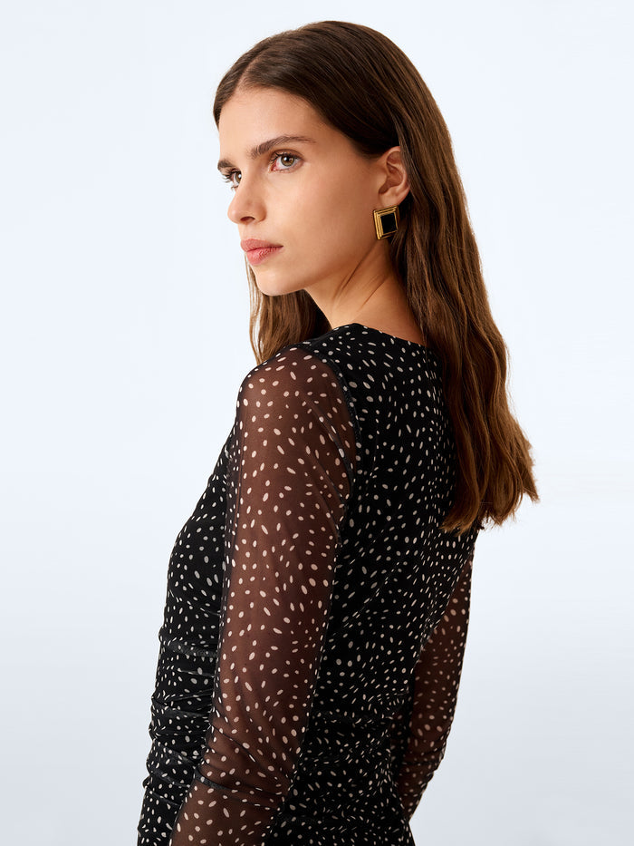 Milena Dress in Black Dalmation