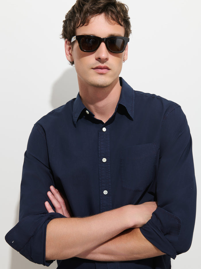 Mill Point Collar Shirt in Cotton Poplin