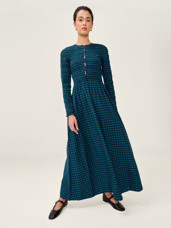 Mina Dress in Blue and Green