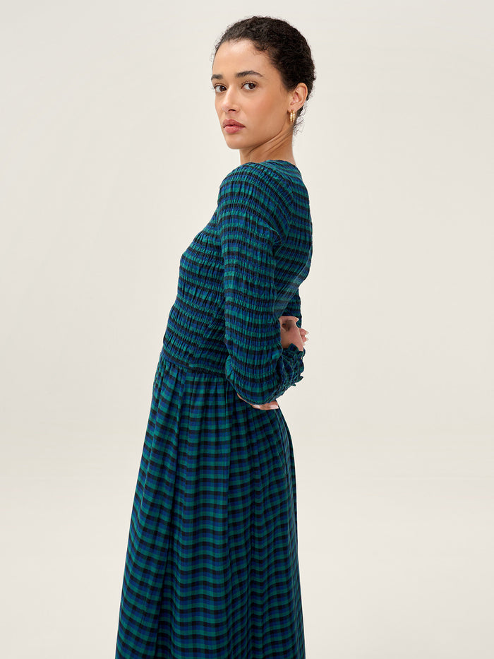Mina Dress in Blue and Green