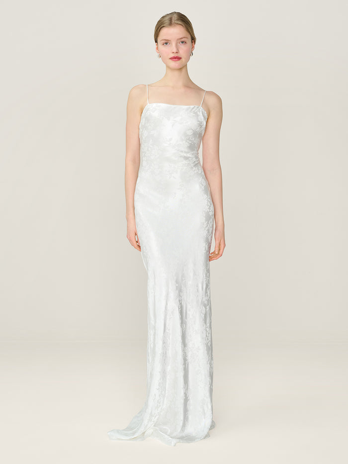 Mira Jacquard Dress in Ivory