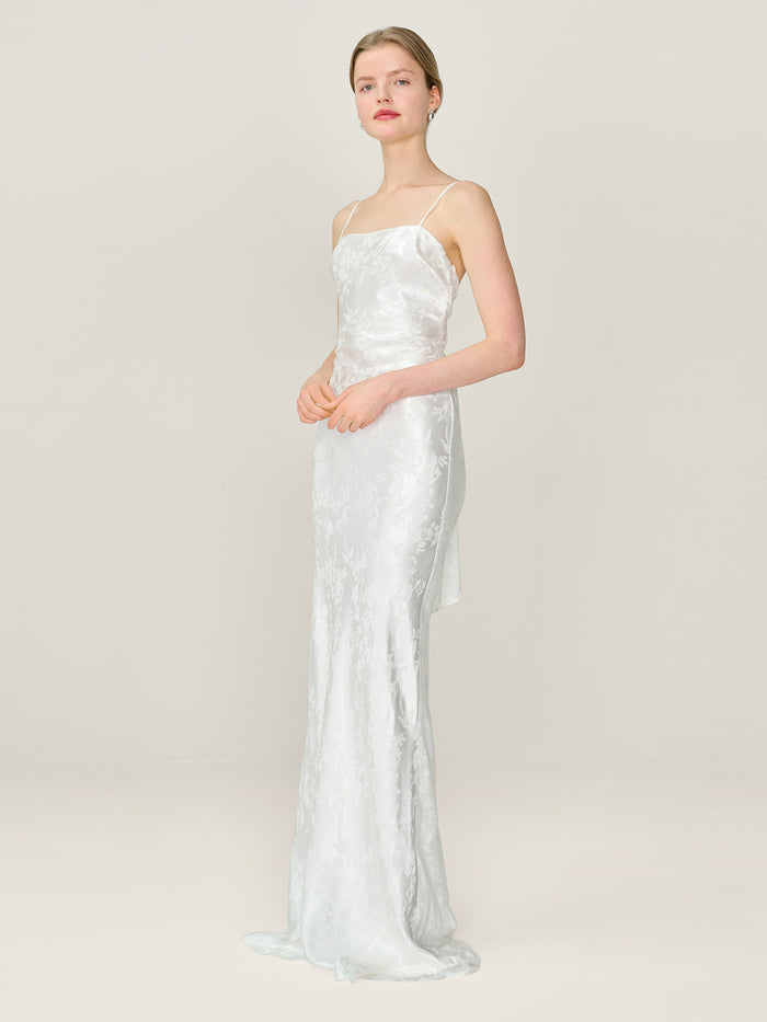 Mira Jacquard Dress in Ivory