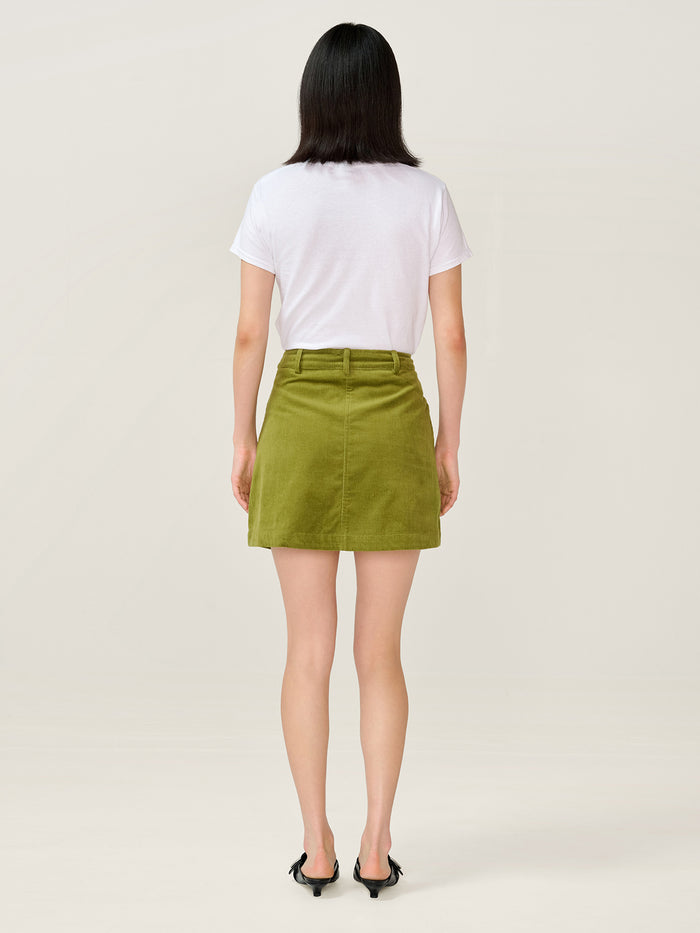 Moira Cord Skirt in Moss Green