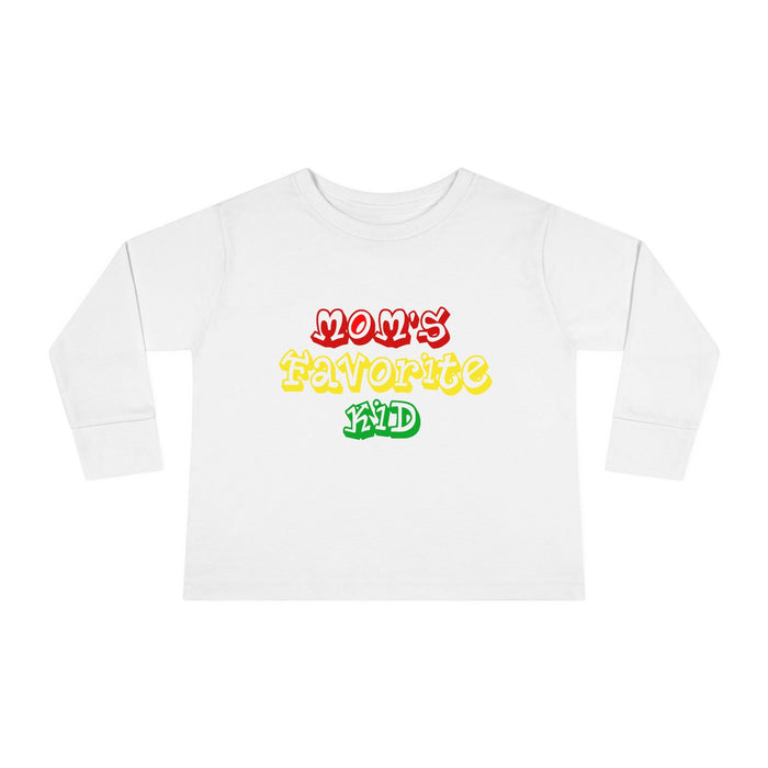 “Mom’s Favorite Kid” Toddler Long Sleeve Tee — Colorful Rasta Kids Shirt - 314 Originals