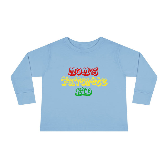 “Mom’s Favorite Kid” Toddler Long Sleeve Tee — Colorful Rasta Kids Shirt - 314 Originals