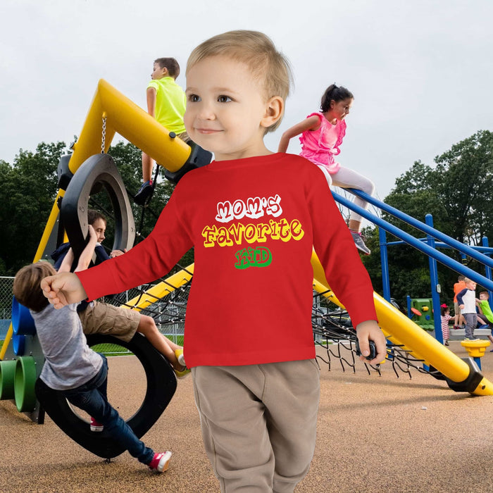 "Mom's Favorite Kid" Toddler Long Sleeve Tee — Graphic Shirt - 314 Originals