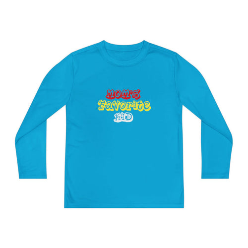 "Mom's Favorite Kid" Youth Long Sleeve Tee —Colorful Retro Design - 314 Originals