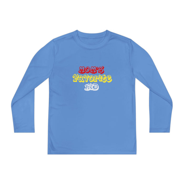 "Mom's Favorite Kid" Youth Long Sleeve Tee —Colorful Retro Design - 314 Originals