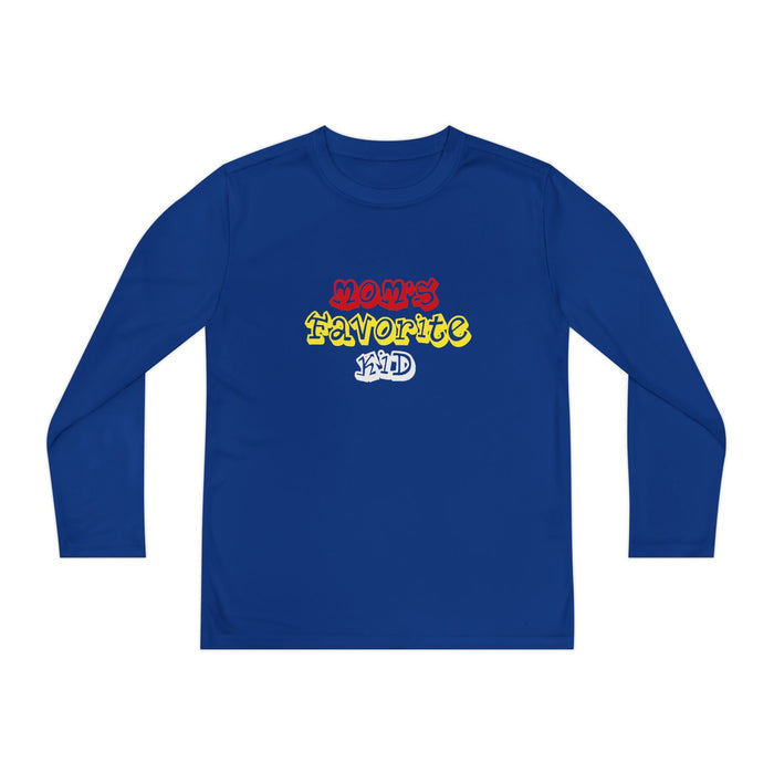 "Mom's Favorite Kid" Youth Long Sleeve Tee —Colorful Retro Design - 314 Originals