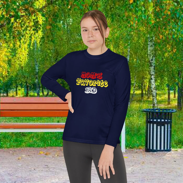 "Mom's Favorite Kid" Youth Long Sleeve Tee —Colorful Retro Design - 314 Originals