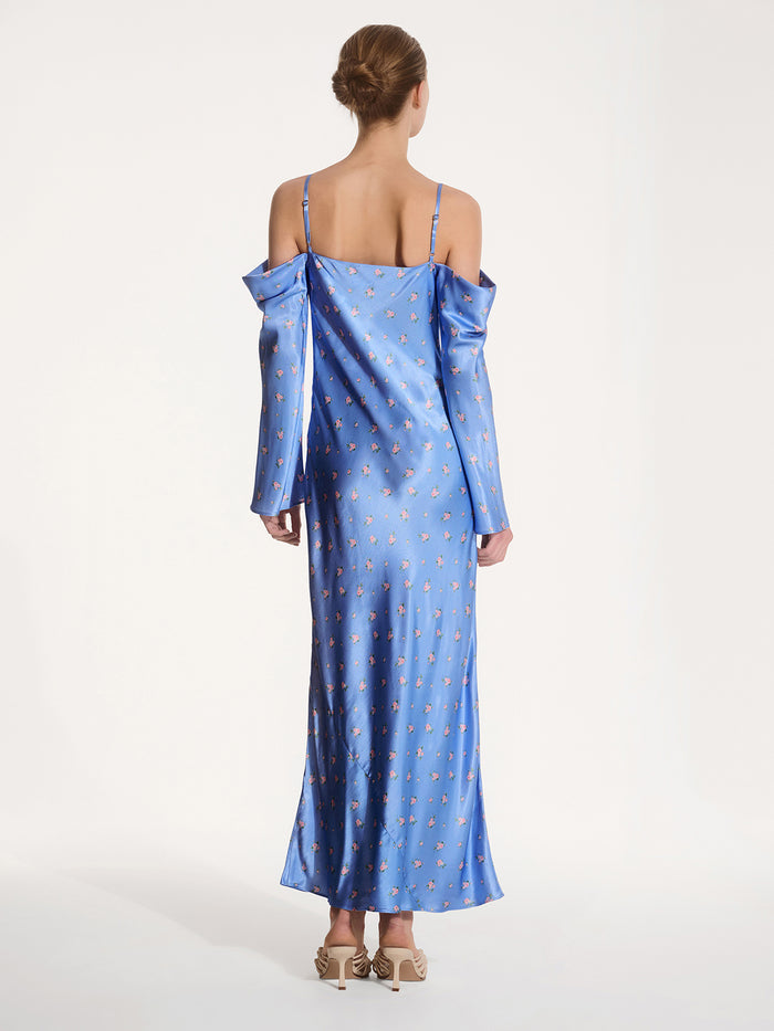 Munique Floral Dress in Light Blue