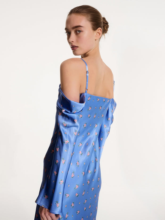 Munique Floral Dress in Light Blue